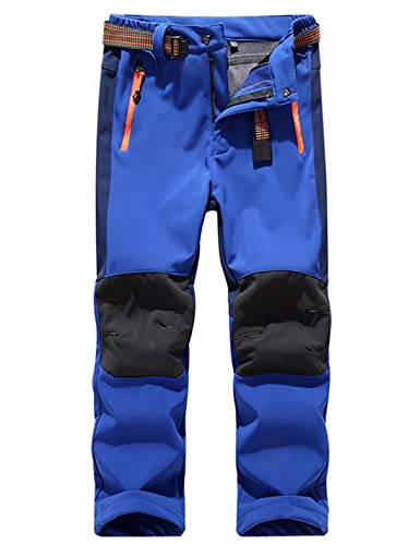 Echinodon Kinder Softshellhose mit Fleecefütterung Hose Wasserdicht Winddicht Atmungsaktiv Funktionshose Skihose Regenhose Jungen Mädchen Sporthose Wanderhose Dunkelblau S von Echinodon