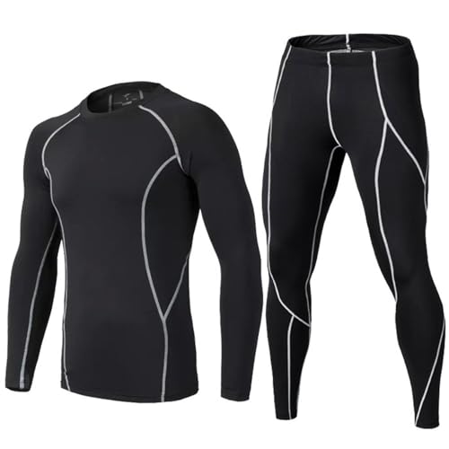 Echinodon Kinder Sportunterwäsche Fußball Junge Kompressionsshirt + Kompressionshose Kompressionsunterwäsche Set Funktionsunterwaesche Set für Running Training Radsport (Grau, 164/170) von Echinodon