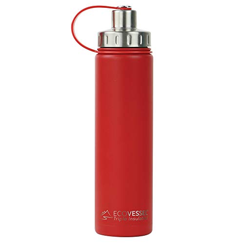 EcoVessel Tri Max vakuumisolierter Edelstahl-Boulder – Rot, 700 ml EcoVessel Tri Max vakuumisolierter Edelstahl-Boulder – Rot, 700 ml von EcoVessel