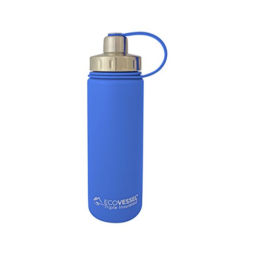 EcoVessel's Boulder Tri Max vakuumisolierte Edelstahl-Wasserflasche, Hudson Blue, 600 ml EcoVessel's Boulder Tri Max vakuumisolierte Edelstahl-Wasserflasche, Hudson Blue, 600 ml von EcoVessel