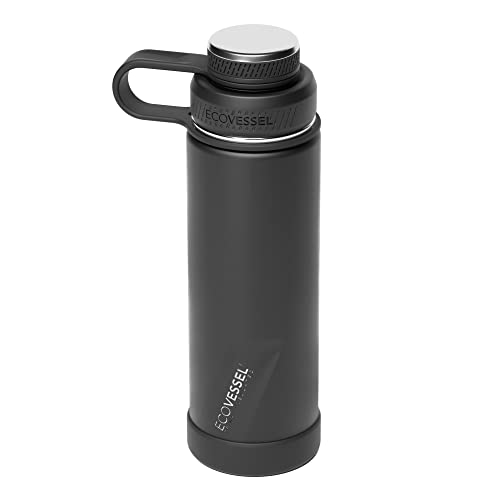 ECOVESSEL Boulder-20oz Dreifach isolierte Heiß- oder Kalttrinkflasche aus Edelstahl, Black Shadow ECOVESSEL Boulder-20oz Dreifach isolierte Heiß- oder Kalttrinkflasche aus Edelstahl, Black Shadow von EcoVessel