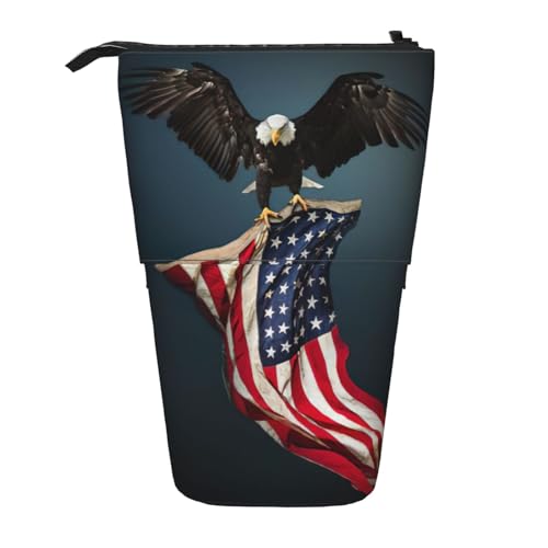 3D Weißkopfseeadler fliegend mit amerikanischer Flagge, niedliches stehendes Federmäppchen, Pop-Up-Federbox, Make-up-Tasche, Teleskop-Federmäppchen, Schwarz , Einheitsgröße, Taschen-Organizer von EdWal