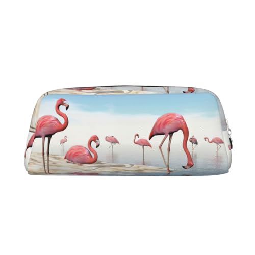 EdWal Federmäppchen mit pinken Flamingos am Strand, großes Federmäppchen, Schreibwaren, Stiftetasche, Büro, Uni, Schule, Make-up-Tasche, silber, Einheitsgröße, Kulturbeutel von EdWal