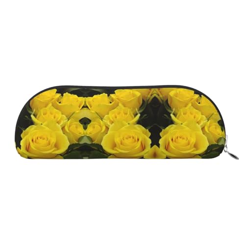 EdWal Kosmetiktasche mit gelbem Rosen-Druck, stilvolle Kosmetiktasche für Damen, Reise-Make-up-Tasche, Silberfarben., One Size, Kulturbeutel von EdWal