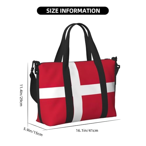 Handgepäcktasche mit dänischer Flagge, Reisetasche, persönliche Gegenstände, für Reisen, Fitnessstudio, Sport, Wochenende, Schwarz , Einheitsgröße von EdWal