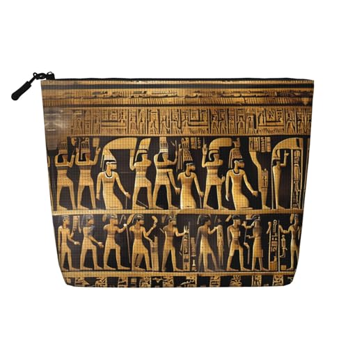 Kosmetiktasche mit Ägypten-Hieroglyphen-Druck, tragbare Kosmetiktasche, Kulturbeutel, geräumiger Reise-Make-up-Organizer, Schwarz , Einheitsgröße von EdWal