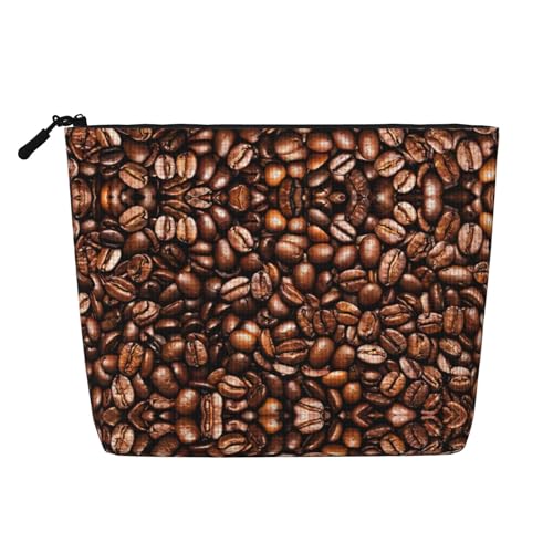 Lustige Make-up-Tasche mit gerösteten Kaffeebohnen für Damen, tragbare Kosmetiktasche, Kulturbeutel, geräumiger Reise-Make-up-Organizer, Schwarz , Einheitsgröße von EdWal