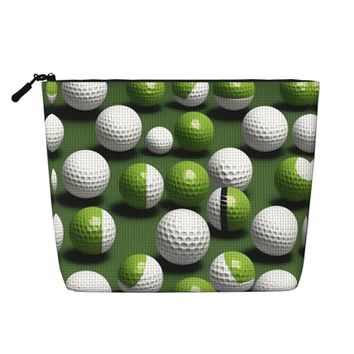 Make-up-Tasche mit Golfball-Aufdruck, tragbare Kosmetiktasche, Kulturbeutel, geräumiger Reise-Make-up-Organizer, Schwarz , Einheitsgröße von EdWal