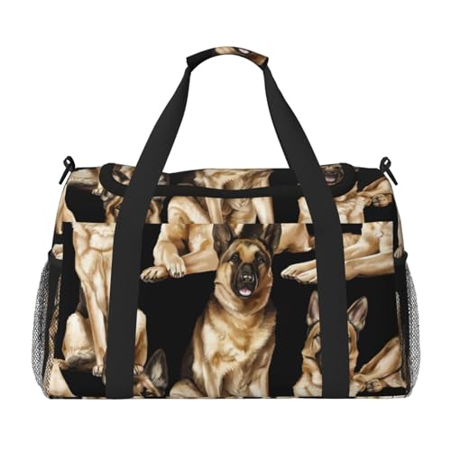 Wochenendtasche mit Deutscher Schäferhund-Aufdruck, Reisetasche, persönliche Gegenstände, Reisetasche, Gepäcktasche, Reisezubehör, Schwarz , Einheitsgröße Wochenendtasche mit Deutscher Schäferhund-Aufdruck, Reisetasche, persönliche Gegenstände, Reisetasche, Gepäcktasche, Reisezubehör, Schwarz , Einheitsgröße von EdWal