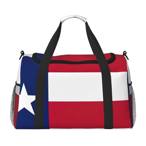 Wochenendtasche mit Texas-Flaggen-Druck, Reisetasche, persönliche Gegenstände, Reisetasche, Gepäcktasche, Reisezubehör, Schwarz , Einheitsgröße von EdWal