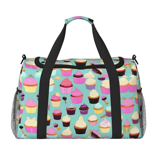 Wochenendtaschen mit Cupcake-Motiv, Reisetasche, persönliche Gegenstände, Reisetasche, Gepäck, Reisezubehör, Schwarz , Einheitsgröße von EdWal