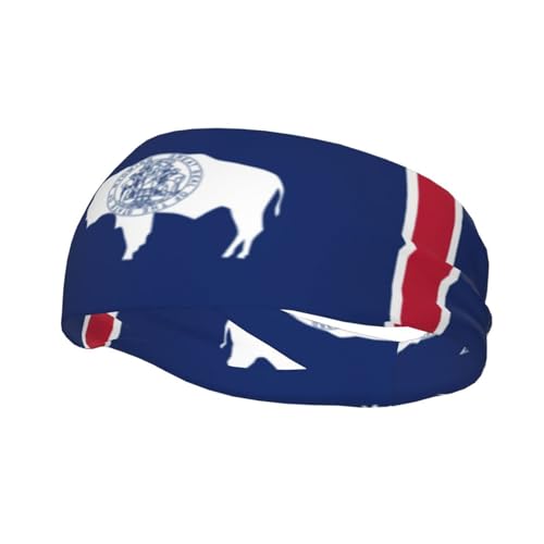 Wyoming Stirnband mit Staatsflaggen-Druck, Sport, Laufen, für Herren, Damen, Workout, Schweißbänder, Stirnbänder für Yoga, Fitnessstudio, Camping von EdWal