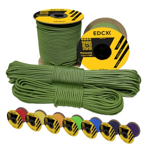 EdcX 3 mm Nylon Paracord 425 (15, 30, 50 and 100m) – 3 mm Type II, 100% Nylon Rope, 3 Strand Rope, 3 mm Nylon Rope in Many Colors (Green Golf, 30 m) von EdcX
