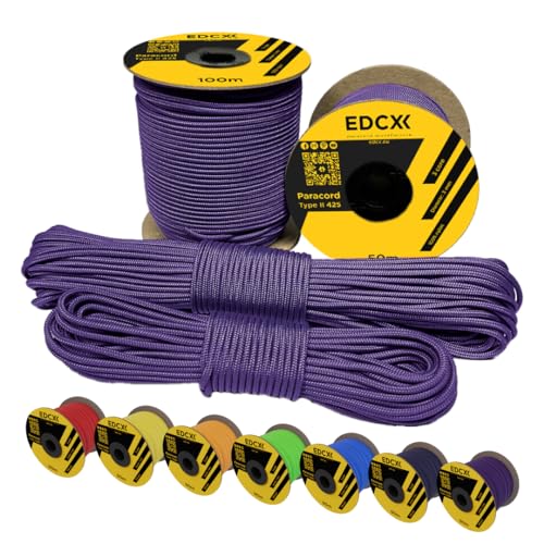 EdcX 3 mm Nylon Paracord 425 (15, 30, 50 and 100m) – 3 mm Type II, 100% Nylon Rope, 3 Strand Rope, 3 mm Nylon Rope in Many Colors (Purple, 30 m) von EdcX