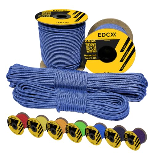 EdcX 3 mm Nylon Paracord 425 (15, 30, 50 and 100m) – 3 mm Type II, 100% Nylon Rope, 3 Strand Rope, 3 mm Nylon Rope in Many Colors (Royal Blue, 15 m) von EdcX