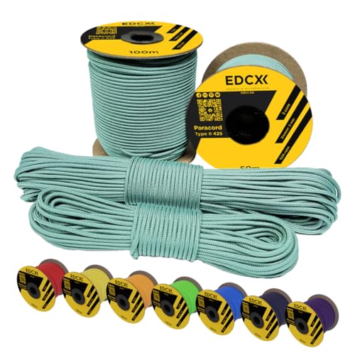 EdcX 3 mm Nylon Paracord 425 (15, 30, 50 and 100m) – 3 mm Type II, 100% Nylon Rope, 3 Strand Rope, 3 mm Nylon Rope in Many Colors (Skylight, 30 m) von EdcX