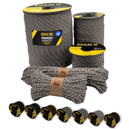 EdcX Paracord 4 mm, 20+ Militärfarben (15 m, 30 m, 50 m, 100 m, 300 m) | Ideal zum Basteln, Camping, Outdoor | 100% Nylonseil 4 mm | Taktische Kordel 550 Typ III (Scorpion, 50 m) von EdcX