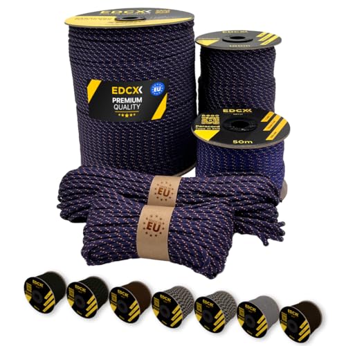 EdcX Paracord 4 mm, 20+ Militärfarben (15 m, 30 m, 50 m, 100 m, 300 m) | Ideal zum Basteln, Camping, Outdoor | 100% Nylonseil 4 mm | Taktische Kordel 550 Typ III (Navy Classic, 15 m) von EdcX