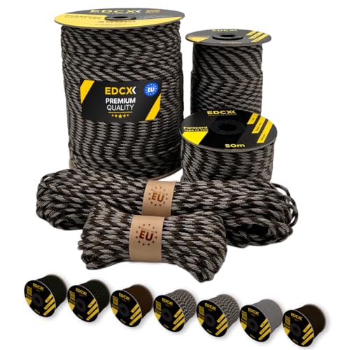 EdcX Paracord 4 mm, 20+ Militärfarben (15 m, 30 m, 50 m, 100 m, 300 m) | Ideal zum Basteln, Camping, Outdoor| 100% Nylonseil 4 mm | Taktische Kordel 550 Typ III von EdcX