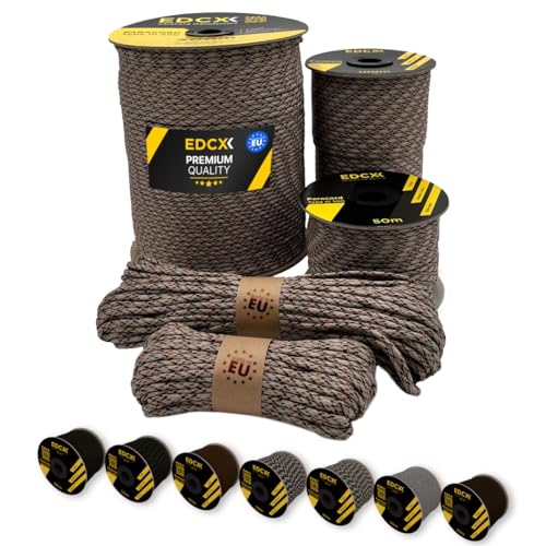 EdcX Paracord 4 mm, 20+ Militärfarben (15 m, 30 m, 50 m, 100 m, 300 m) | Ideal zum Basteln, Camping, Outdoor| 100% Nylonseil 4 mm | Taktische Kordel 550 Typ III von EdcX