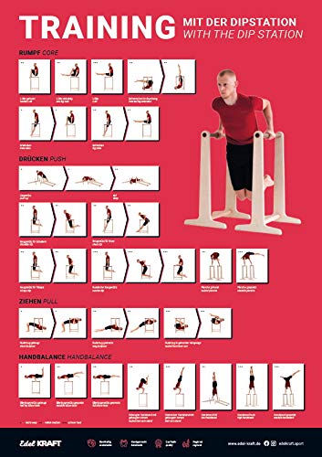 EdelKRAFT® Trainings-Poster für Dipstation Barren - DIN A2 - Turnen Calisthenics Bodyweight Fitness von EdelKRAFT