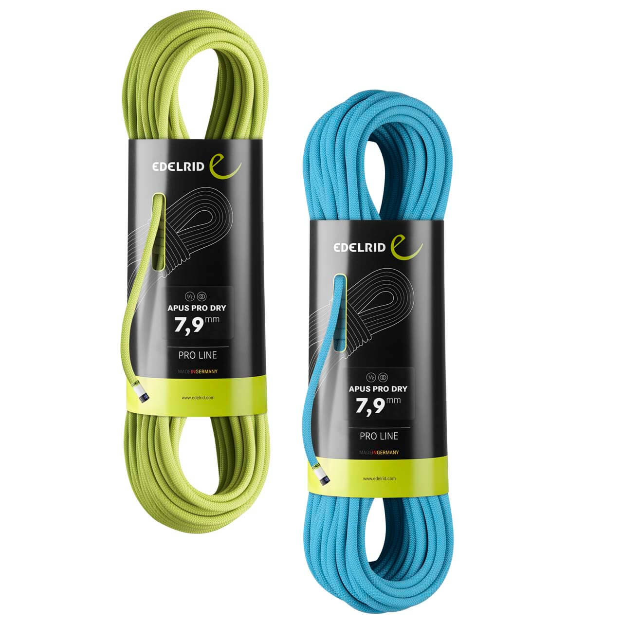 Edelrid Apus Pro Dry 7.9 Halbseil Zwilllingsseil 1x Oasis 60 m, 1x Icemint 60 m von Edelrid}