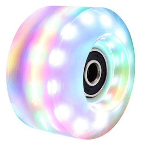 Eeuye Roller Skate Wheels mit Schraubenschlüssel Skateboard Wheels Outdoor Outdoor Leuchtende Rollen Hochglanz Sechs Licht Doppelreihige Rollschuhe Leuchtende Rollen Bunt von Eeuye