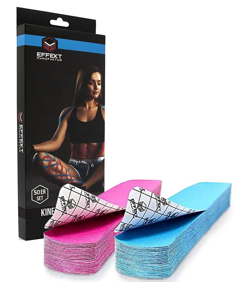 Effekt Manufaktur Kinesiologie-Tape PRECUT 25x5cm - blau/pink (2x25 Streifen) (50-St) 50-60 % Dehnbarkeit von Effekt Manufaktur