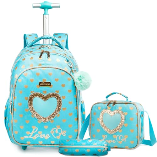 Egchescebo Kinder Rucksack mit Rollen Kinderkoffer 17” Mädchen für Koffer Schultrolley Kindertrolley Trolley Groß Schultasche Handgepäck Kindergepäck 3pcs Sätze Geeignet Grundschüler Liebe Hellblau Egchescebo Kinder Rucksack mit Rollen Kinderkoffer 17” Mädchen für Koffer Schultrolley Kindertrolley Trolley Groß Schultasche Handgepäck Kindergepäck 3pcs Sätze Geeignet Grundschüler Liebe Hellblau von Egchescebo