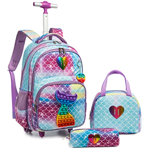 Rucksack Schulranzen Trolley,Schulrucksack Mädchen Teenager,3PCS 17” Kinder Schultrolley Geeignet füd r Schule unReise,Blauer Meerjungfrauen Spielzeug Rollenrucksack,Mit Essensbeutel Federmäppchen Rucksack Schulranzen Trolley,Schulrucksack Mädchen Teenager,3PCS 17” Kinder Schultrolley Geeignet füd r Schule unReise,Blauer Meerjungfrauen Spielzeug Rollenrucksack,Mit Essensbeutel Federmäppchen von Egchescebo