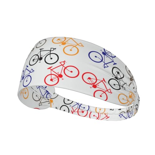 Sport-Stirnband, elastische Stirnbänder, Schweißbänder, Haarband für Fitnessstudio, Radfahren, Tennis,Bunte Fahrräder von EgoMed