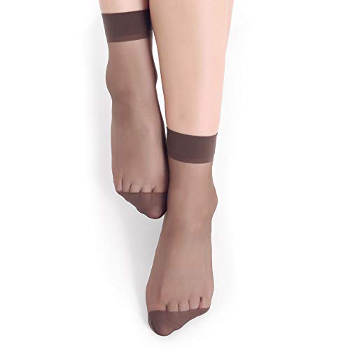 Egurs 10 Pairs ultradünne kristallklare elastische Socken der Frauen Ankle Socken weiche Seidenstrümpfe Braun Egurs 10 Pairs ultradünne kristallklare elastische Socken der Frauen Ankle Socken weiche Seidenstrümpfe Braun von Egurs