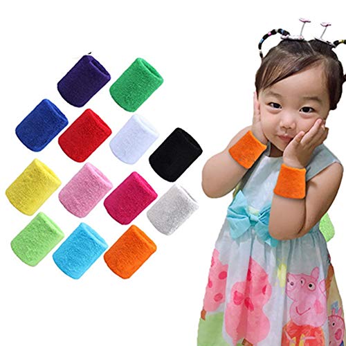 Egurs 12 Stück Kinder Schweißbänder für Handgelenk,Baumwolle,8.5 * 5cm Egurs 12 Stück Kinder Schweißbänder für Handgelenk,Baumwolle,8.5 * 5cm von Egurs