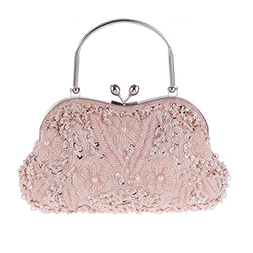 Egurs Abendtasche Damen Elegant Handtasche Vintage Perlen Pailletten Clutch Handtasche Schultertasche Abschlussball Taschen Brauttasche Hochzeit Braut Party Zubehör Champagner Egurs Abendtasche Damen Elegant Handtasche Vintage Perlen Pailletten Clutch Handtasche Schultertasche Abschlussball Taschen Brauttasche Hochzeit Braut Party Zubehör Champagner von Egurs