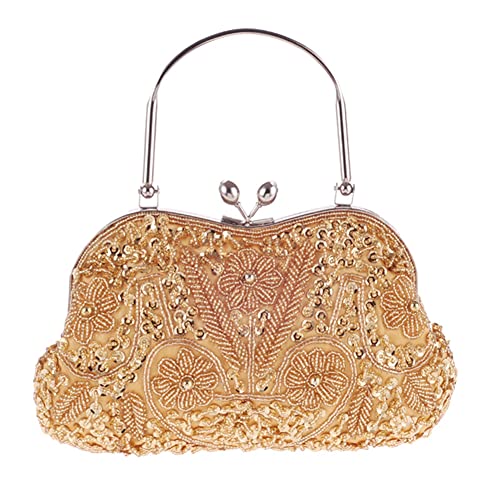 Egurs Abendtasche Damen Elegant Handtasche Vintage Perlen Pailletten Clutch Handtasche Schultertasche Abschlussball Taschen Brauttasche Hochzeit Braut Party Zubehör Gold Egurs Abendtasche Damen Elegant Handtasche Vintage Perlen Pailletten Clutch Handtasche Schultertasche Abschlussball Taschen Brauttasche Hochzeit Braut Party Zubehör Gold von Egurs