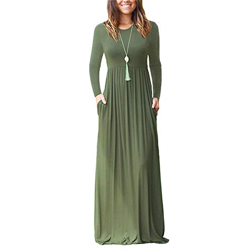 Egurs Frauen Plus Size Langarm Kleid Casual Plain Lose Einfarbig Bodenlangen Langen Maxi Kleider mit Taschen Egurs Frauen Plus Size Langarm Kleid Casual Plain Lose Einfarbig Bodenlangen Langen Maxi Kleider mit Taschen von Egurs