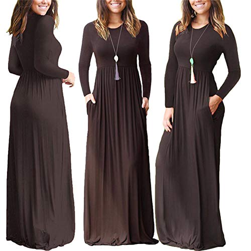Egurs Frauen Plus Size Langarm Kleid Casual Plain Lose Einfarbig Bodenlangen Langen Maxi Kleider mit Taschen Egurs Frauen Plus Size Langarm Kleid Casual Plain Lose Einfarbig Bodenlangen Langen Maxi Kleider mit Taschen von Egurs