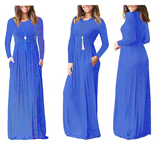 Egurs Frauen Plus Size Langarm Kleid Casual Plain Lose Einfarbig Bodenlangen Langen Maxi Kleider mit Taschen Egurs Frauen Plus Size Langarm Kleid Casual Plain Lose Einfarbig Bodenlangen Langen Maxi Kleider mit Taschen von Egurs