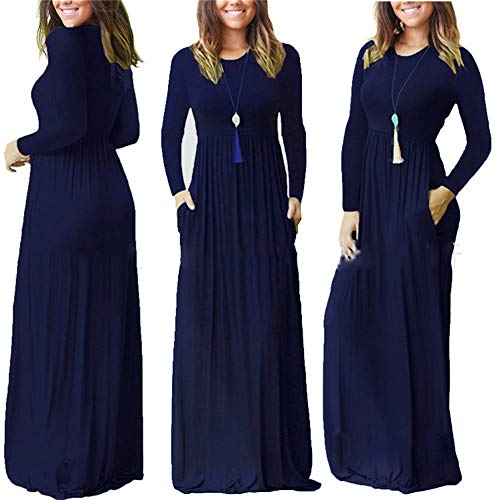 Egurs Frauen Plus Size Langarm Kleid Casual Plain Lose Einfarbig Bodenlangen Langen Maxi Kleider mit Taschen Egurs Frauen Plus Size Langarm Kleid Casual Plain Lose Einfarbig Bodenlangen Langen Maxi Kleider mit Taschen von Egurs