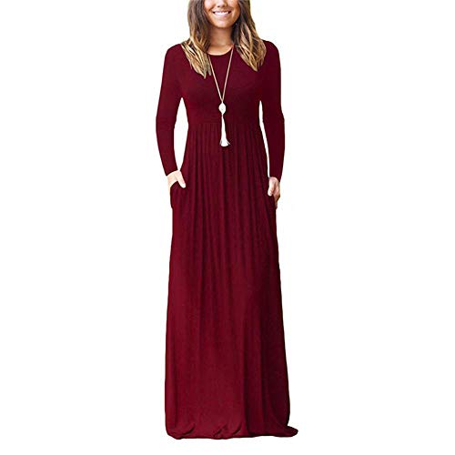 Egurs Frauen Plus Size Langarm Kleid Casual Plain Lose Einfarbig Bodenlangen Langen Maxi Kleider mit Taschen Egurs Frauen Plus Size Langarm Kleid Casual Plain Lose Einfarbig Bodenlangen Langen Maxi Kleider mit Taschen von Egurs