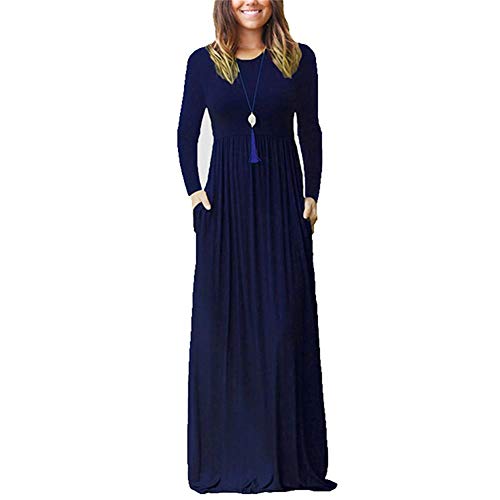Egurs Frauen Plus Size Langarm Kleid Casual Plain Lose Einfarbig Bodenlangen Langen Maxi Kleider mit Taschen Egurs Frauen Plus Size Langarm Kleid Casual Plain Lose Einfarbig Bodenlangen Langen Maxi Kleider mit Taschen von Egurs