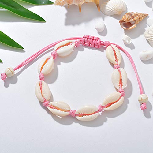 Egurs Hawaiian Style Armband Natürliche Muschel Handgewebte Verstellbare Fußkette Meer Strand Ferien Pink Egurs Hawaiian Style Armband Natürliche Muschel Handgewebte Verstellbare Fußkette Meer Strand Ferien Pink von Egurs