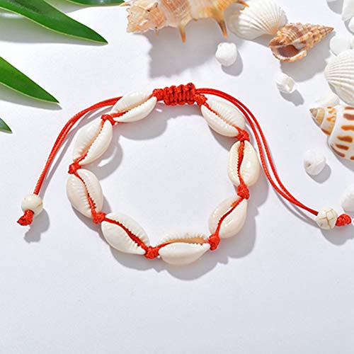 Egurs Hawaiian Style Armband Natürliche Muschel Handgewebte Verstellbare Fußkette Meer Strand Ferien Rot Egurs Hawaiian Style Armband Natürliche Muschel Handgewebte Verstellbare Fußkette Meer Strand Ferien Rot von Egurs