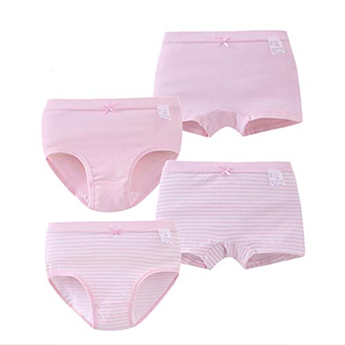 Egurs Mädchen Slips 2 pack Pink Kinder Unterhosen +2 pack Kinder Boxershorts,Baumwolle 130cm von Egurs