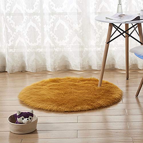 Egurs Shaggy Teppich Rund Künstliche Schaffell Zimmerteppich,Waschbar,40cm, Langer Stapel 5-6cm Gelb Egurs Shaggy Teppich Rund Künstliche Schaffell Zimmerteppich,Waschbar,40cm, Langer Stapel 5-6cm Gelb von Egurs