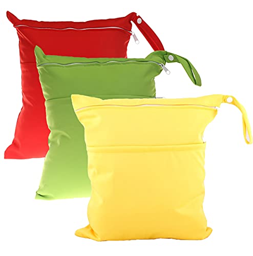 Egurs Wetbag Nassbeutel 3 Stück 30 * 36cm Groß Einfarbig Windeltasche wiederverwendbar windelbeutel Organiser Beutel mit Zwei Reißverschlusstaschen Rot+Grün+Gelb Egurs Wetbag Nassbeutel 3 Stück 30 * 36cm Groß Einfarbig Windeltasche wiederverwendbar windelbeutel Organiser Beutel mit Zwei Reißverschlusstaschen Rot+Grün+Gelb von Egurs