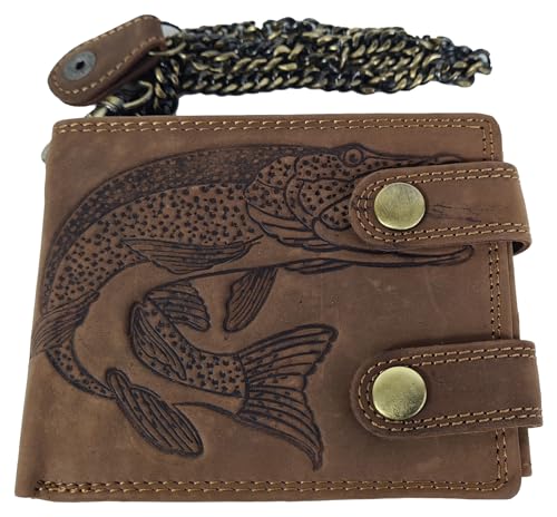 Einkaufszauber Echt Büffel-Leder Geldbeutel Sternzeichen Fisch Angler mit Kette Einkaufszauber Echt Büffel-Leder Geldbeutel Sternzeichen Fisch Angler mit Kette von Einkaufszauber