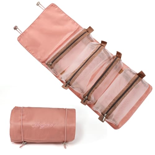 Eiuizah Reise-Make-up-Kulturbeutel, Kosmetik-Organizer, Make-up-Tasche, transparent, abnehmbar, kleine Taschen für Toilettenartikel, Zubehör, Z43, Pink von Eiuizah