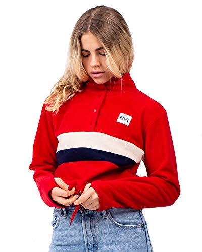 EIVY Damen Meg Fleece Cropped Pullover mit Knopfleiste, Red, L von Eivy