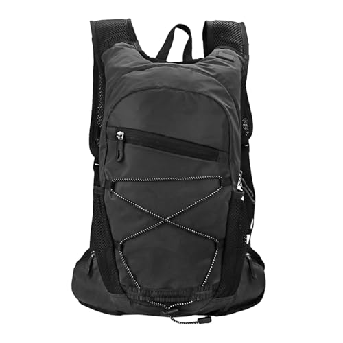 8L Sichtbarer Reflektierender Rucksack mit Trinkblase, für Radfahren Camping Wandern Running, Verstellbarer Schulter- und Taillengurt, atmungsaktiv, 8l Kapazität (Black) von Ejoyous